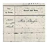 Birth Record in the Seerup Parish, Viborg County, Denmark. She is listed as Sine Pedersen born 17 Mar 1838 daughter of Peder Sorensen Pederstrup and Ane Elizabeth Ericksdatter Vinkler. 
